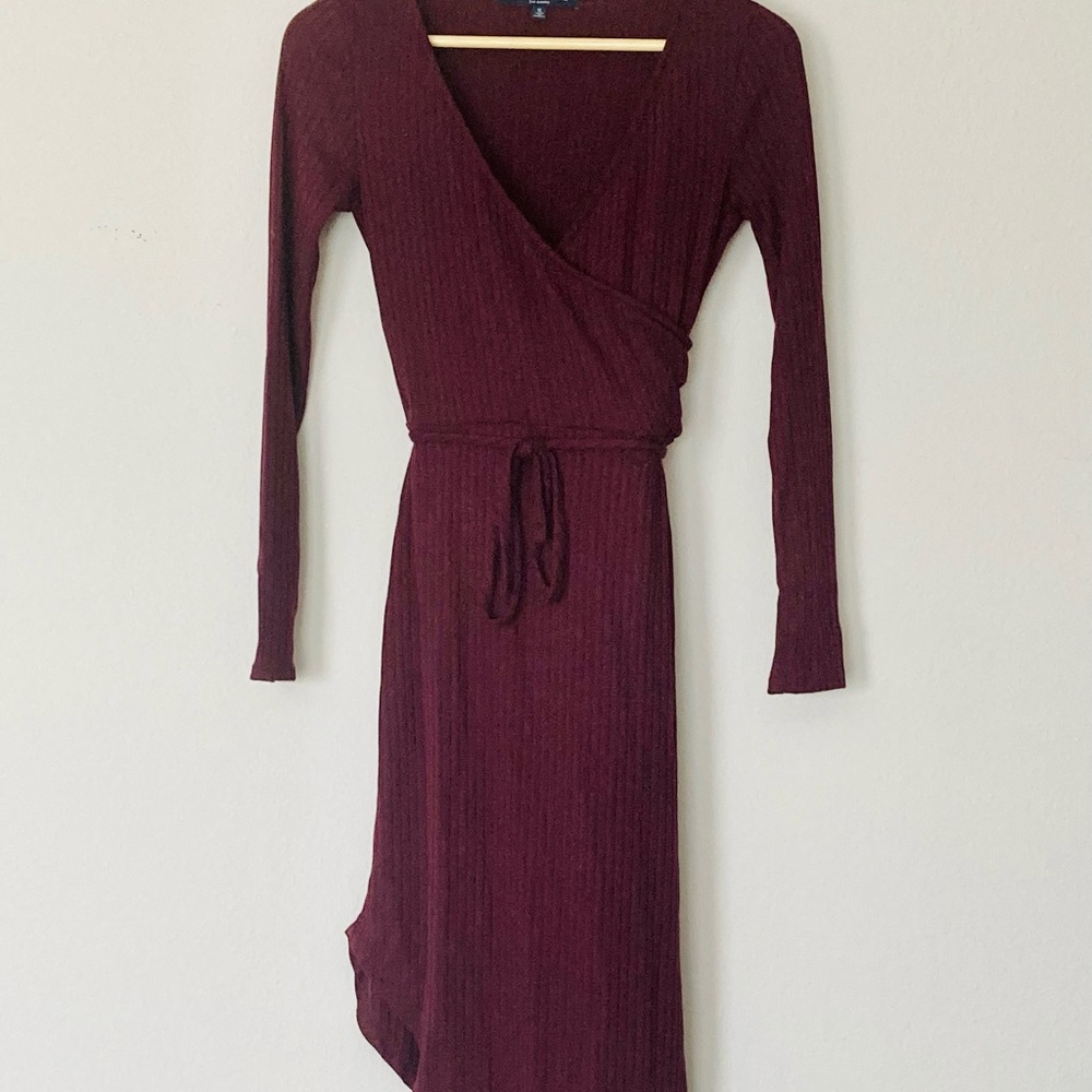 One clothing maroon asymmetrical dress